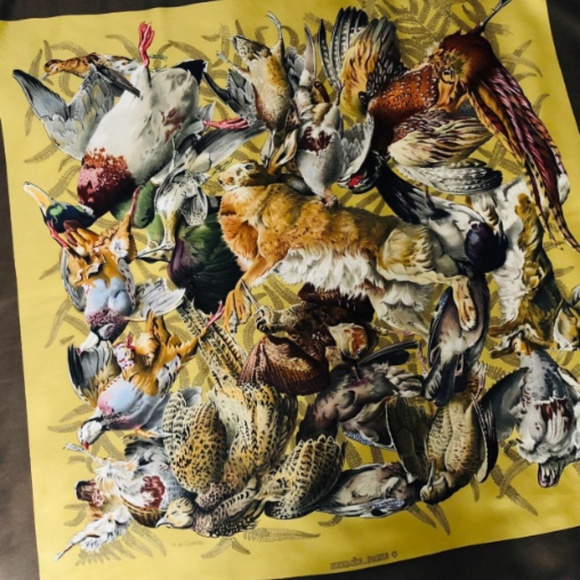 SOLD - Vintage HERMES Scarf GIBIERS - Henri de - Picture 2 of 8